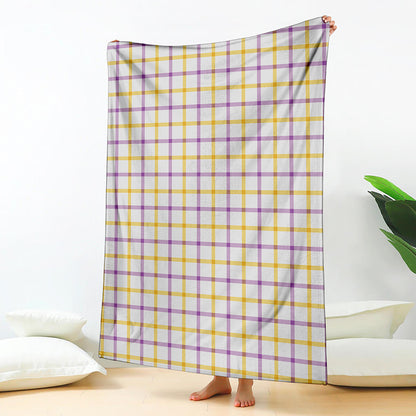 Yellow And Purple Tattersall Print Blanket