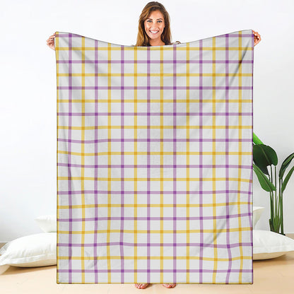 Yellow And Purple Tattersall Print Blanket