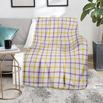 Yellow And Purple Tattersall Print Blanket