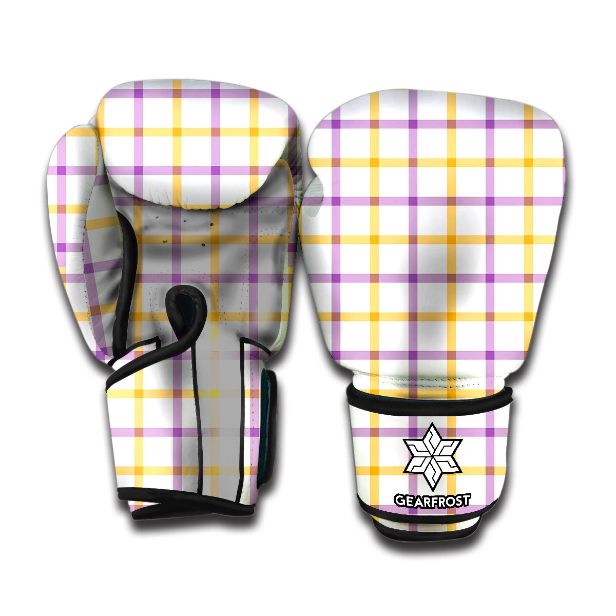 Yellow And Purple Tattersall Print Boxing Gloves