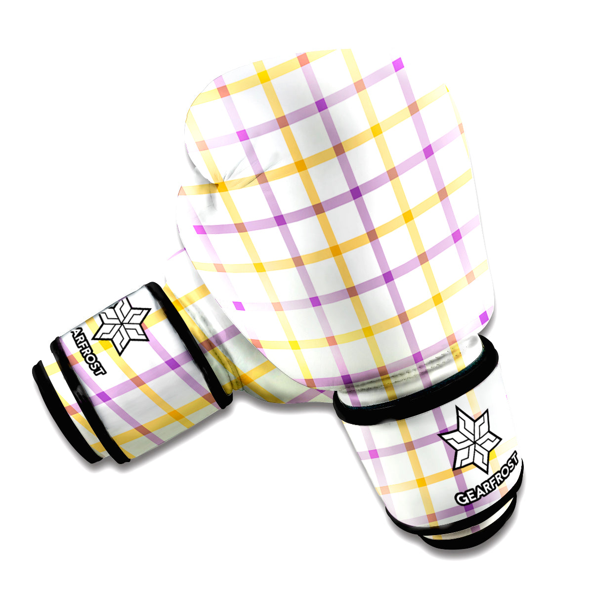 Yellow And Purple Tattersall Print Boxing Gloves