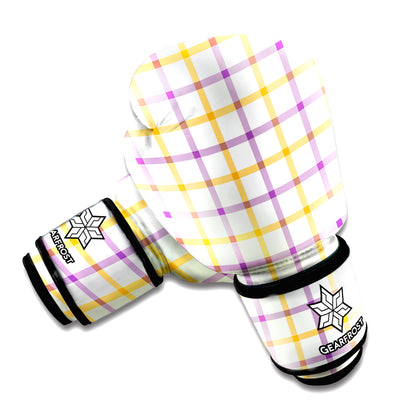 Yellow And Purple Tattersall Print Boxing Gloves