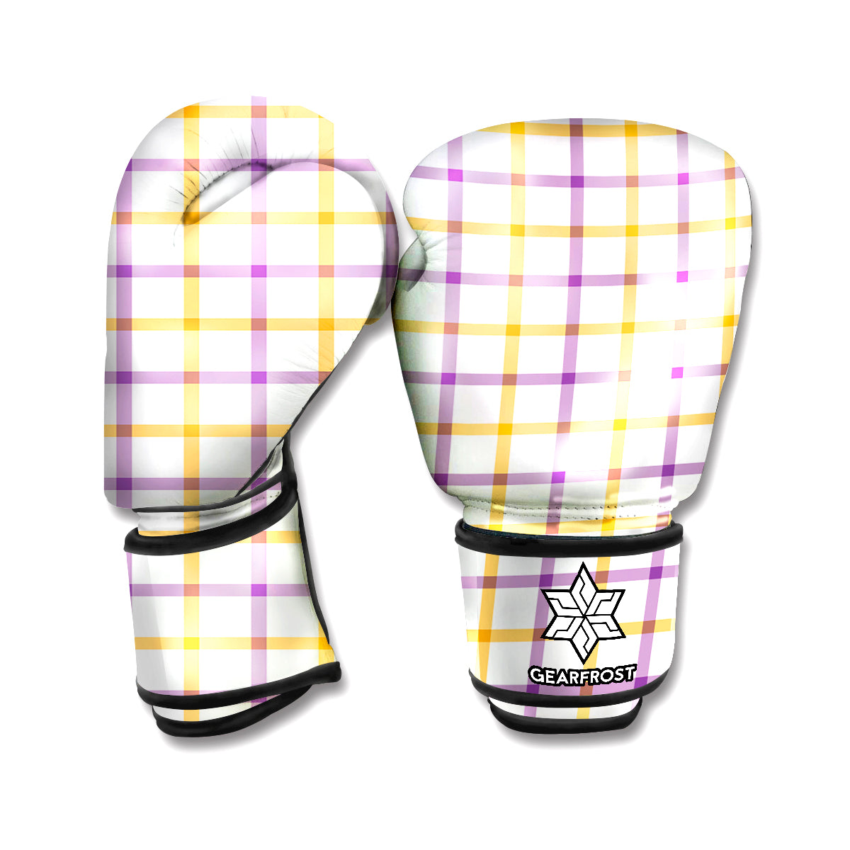 Yellow And Purple Tattersall Print Boxing Gloves