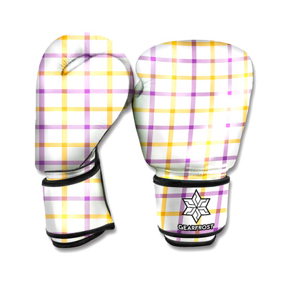 Yellow And Purple Tattersall Print Boxing Gloves