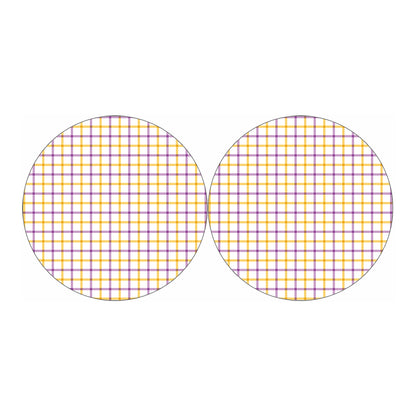 Yellow And Purple Tattersall Print Car Coasters