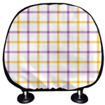 Yellow And Purple Tattersall Print Car Headrest Covers
