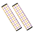 Yellow And Purple Tattersall Print Car Seat Belt Covers