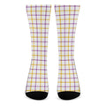 Yellow And Purple Tattersall Print Crew Socks