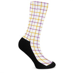 Yellow And Purple Tattersall Print Crew Socks