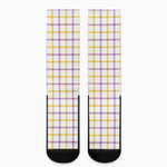 Yellow And Purple Tattersall Print Crew Socks