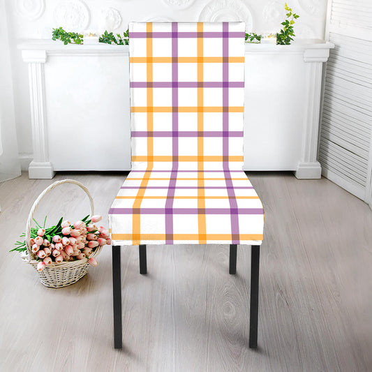 Yellow And Purple Tattersall Print Dining Chair Slipcover