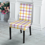 Yellow And Purple Tattersall Print Dining Chair Slipcover