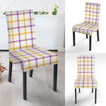 Yellow And Purple Tattersall Print Dining Chair Slipcover