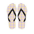 Yellow And Purple Tattersall Print Flip Flops
