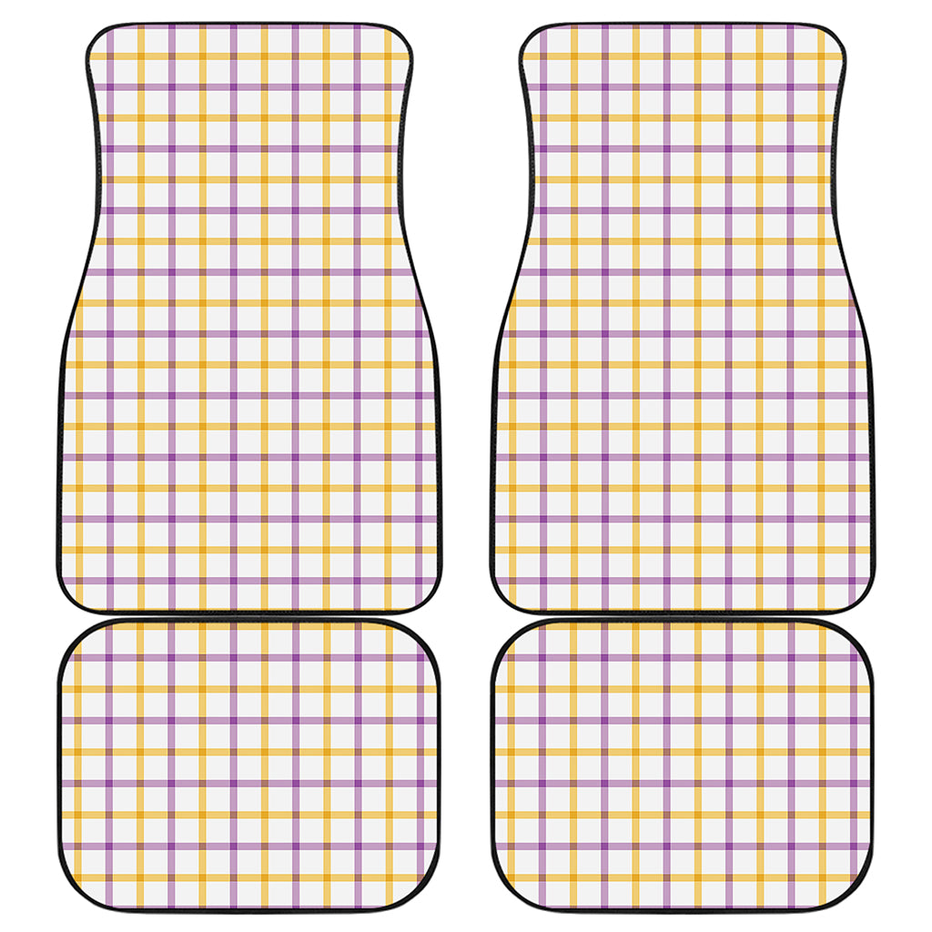 Yellow And Purple Tattersall Print Front and Back Car Floor Mats
