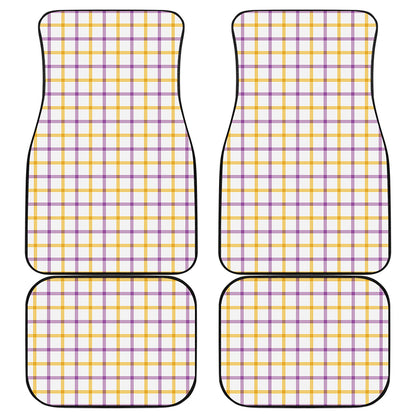 Yellow And Purple Tattersall Print Front and Back Car Floor Mats