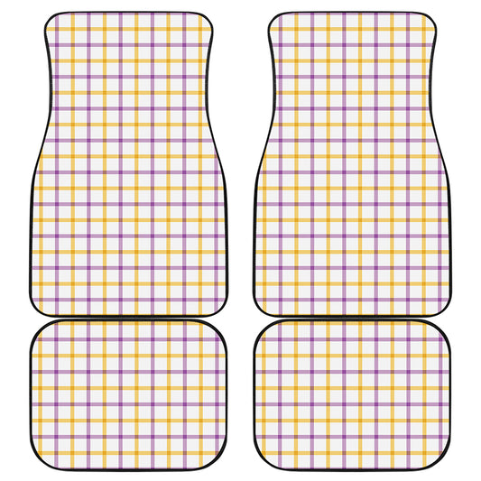 Yellow And Purple Tattersall Print Front and Back Car Floor Mats