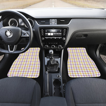 Yellow And Purple Tattersall Print Front and Back Car Floor Mats