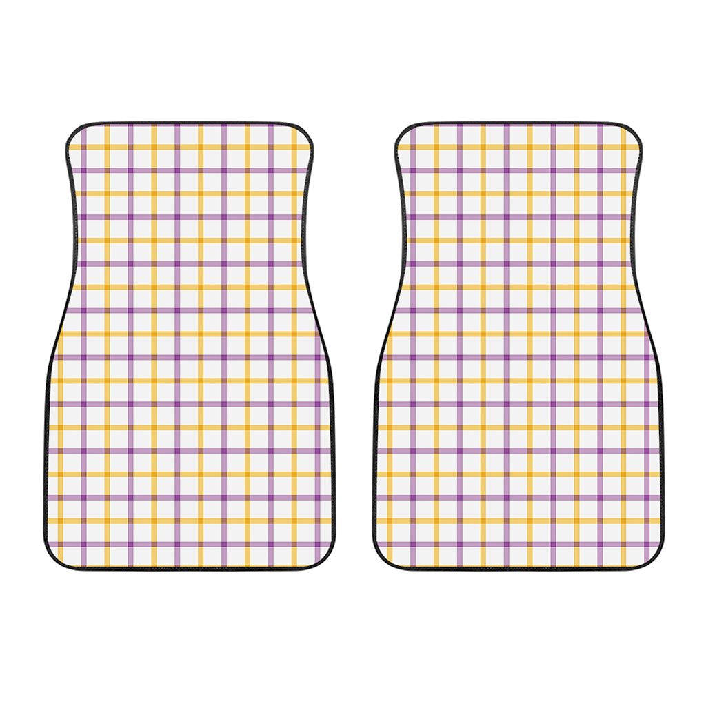 Yellow And Purple Tattersall Print Front Car Floor Mats