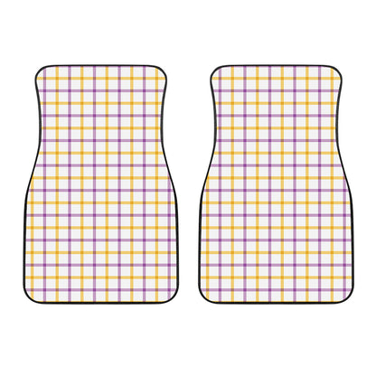 Yellow And Purple Tattersall Print Front Car Floor Mats
