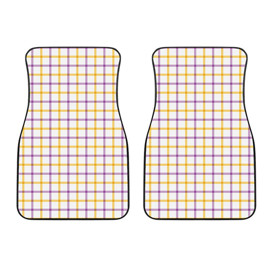 Yellow And Purple Tattersall Print Front Car Floor Mats