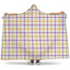 Yellow And Purple Tattersall Print Hooded Blanket