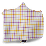 Yellow And Purple Tattersall Print Hooded Blanket