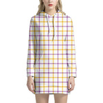 Yellow And Purple Tattersall Print Hoodie Dress