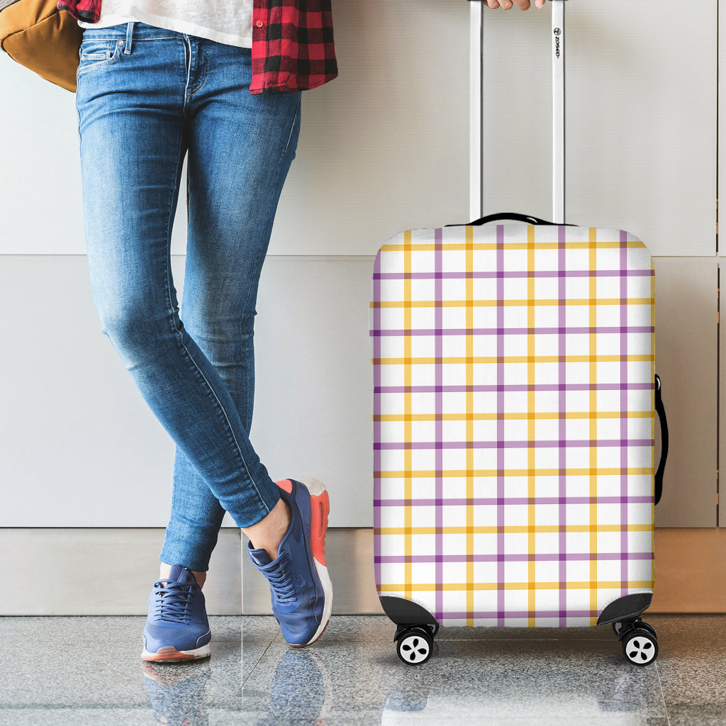 Yellow And Purple Tattersall Print Luggage Cover