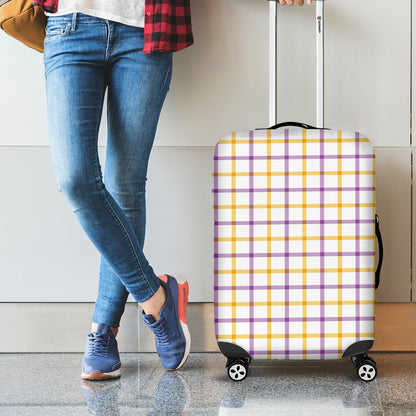 Yellow And Purple Tattersall Print Luggage Cover