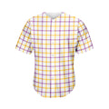 Yellow And Purple Tattersall Print Men's Baseball Jersey