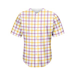 Yellow And Purple Tattersall Print Men's Baseball Jersey