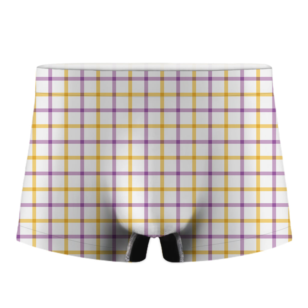 Yellow And Purple Tattersall Print Men's Boxer Briefs