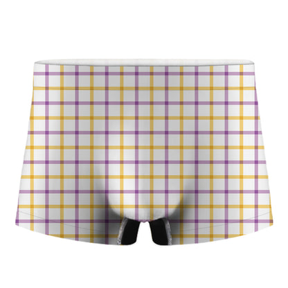 Yellow And Purple Tattersall Print Men's Boxer Briefs