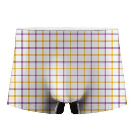 Yellow And Purple Tattersall Print Men's Boxer Briefs