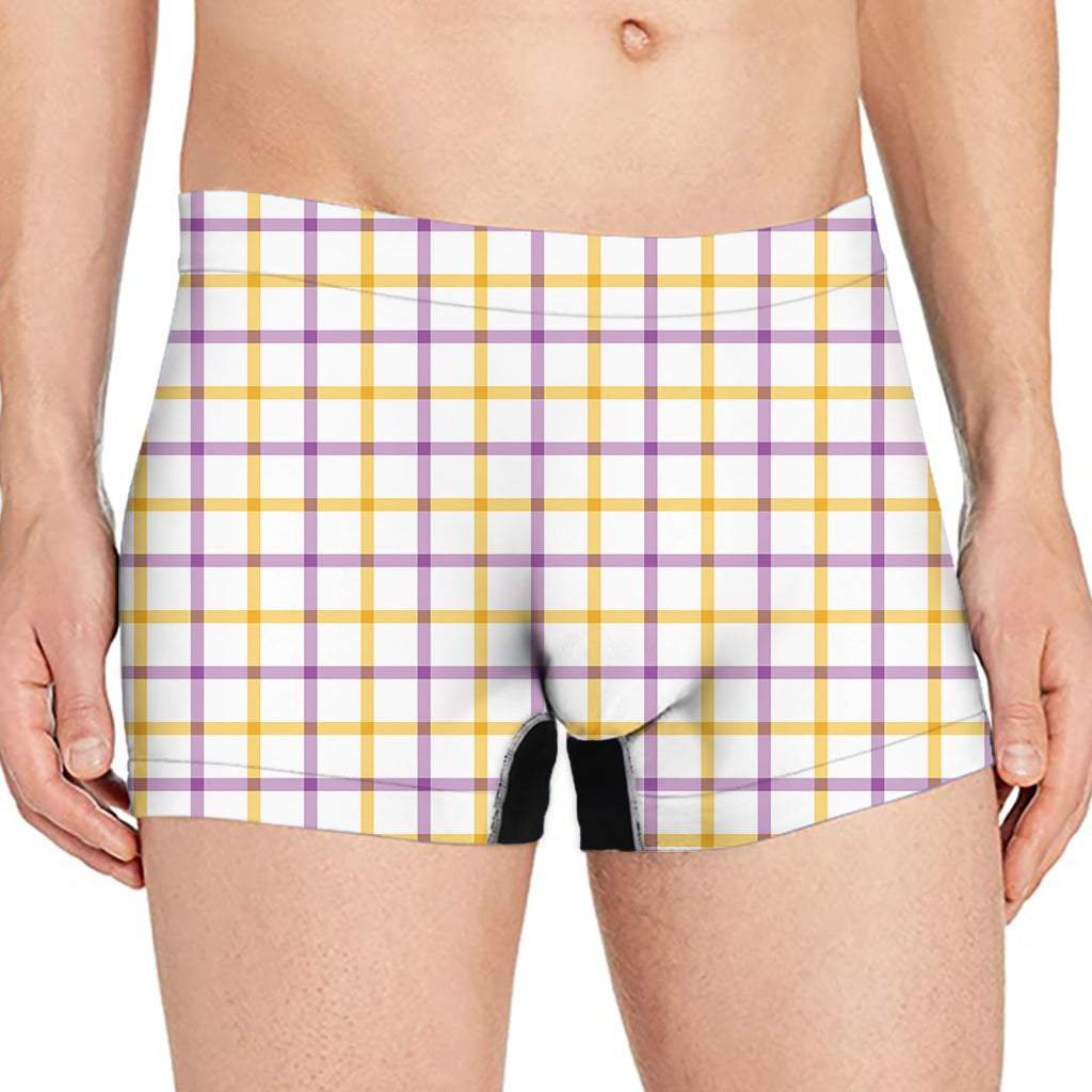 Yellow And Purple Tattersall Print Men's Boxer Briefs