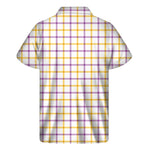 Yellow And Purple Tattersall Print Men's Short Sleeve Shirt