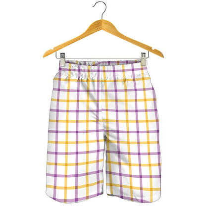Yellow And Purple Tattersall Print Men's Shorts