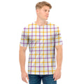 Yellow And Purple Tattersall Print Men's T-Shirt