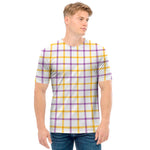 Yellow And Purple Tattersall Print Men's T-Shirt