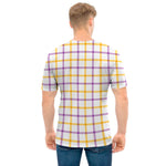 Yellow And Purple Tattersall Print Men's T-Shirt