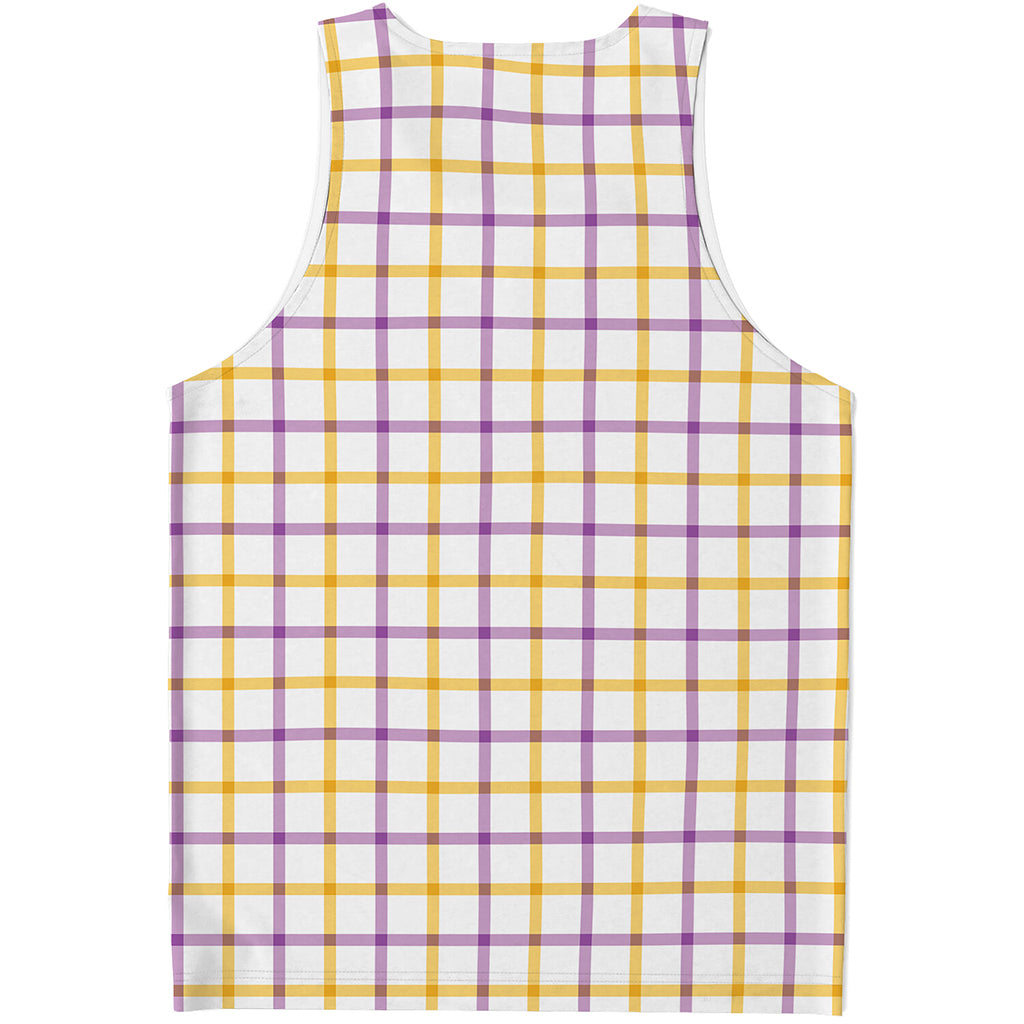 Yellow And Purple Tattersall Print Men's Tank Top