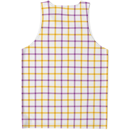 Yellow And Purple Tattersall Print Men's Tank Top