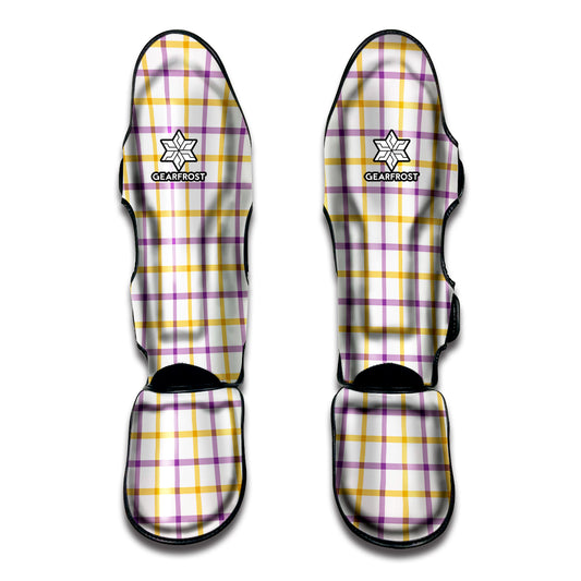 Yellow And Purple Tattersall Print Muay Thai Shin Guard