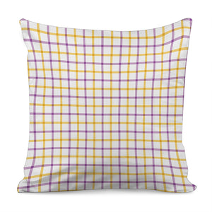 Yellow And Purple Tattersall Print Pillow Cover