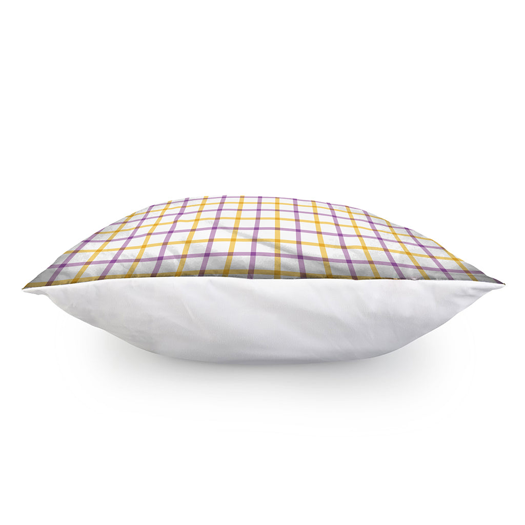 Yellow And Purple Tattersall Print Pillow Cover