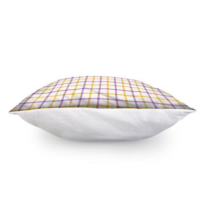 Yellow And Purple Tattersall Print Pillow Cover