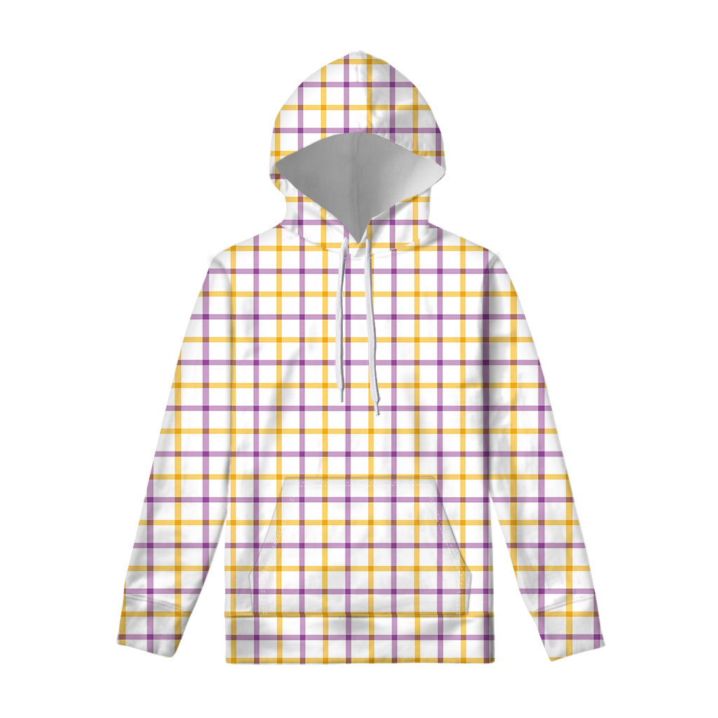 Yellow And Purple Tattersall Print Pullover Hoodie