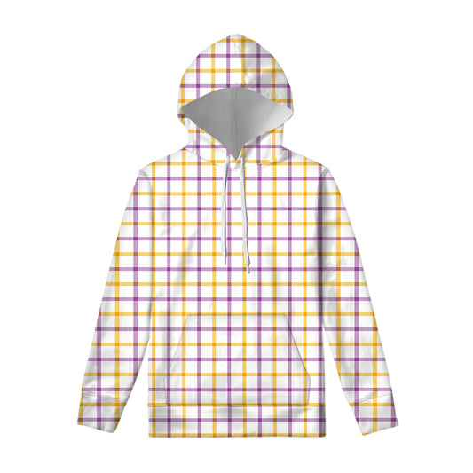 Yellow And Purple Tattersall Print Pullover Hoodie