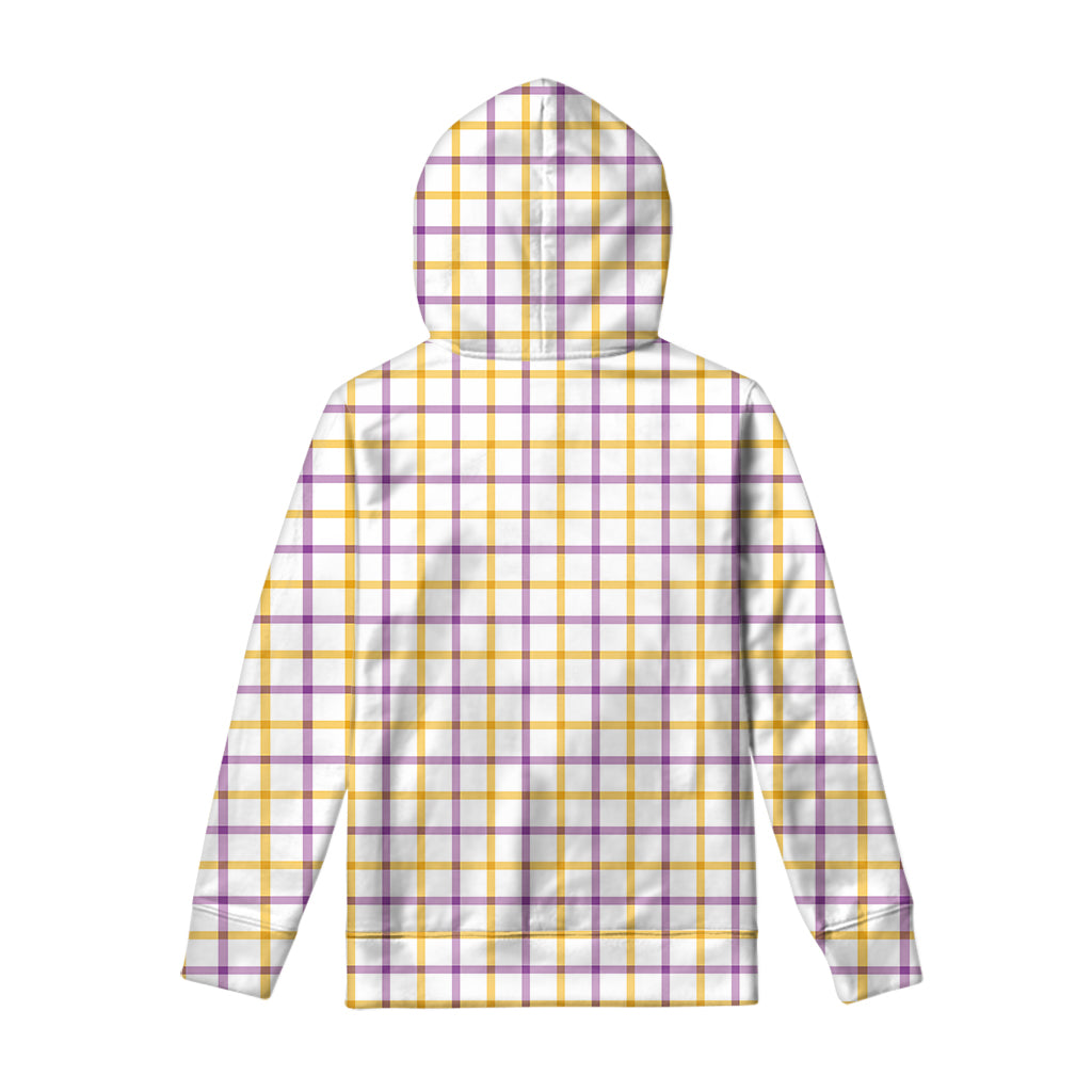 Yellow And Purple Tattersall Print Pullover Hoodie